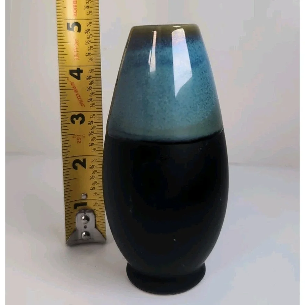 Pottery Glazed Small Onta Ware Style Black Blue Green 5